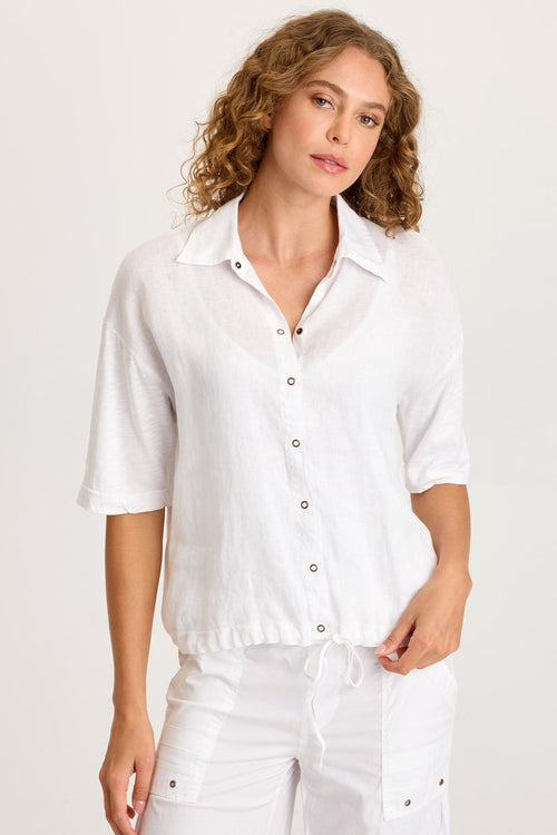 Balto Linen Snap-Up Top