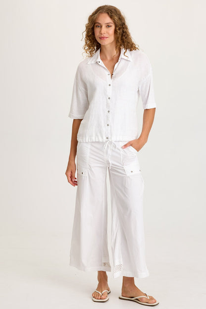 Balto Linen Snap-Up Top