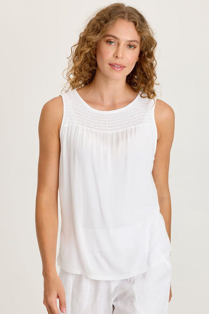 Timo Crepe Smocked Neckline Tank