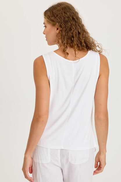 Timo Crepe Smocked Neckline Tank
