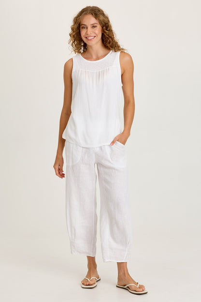 Timo Crepe Smocked Neckline Tank
