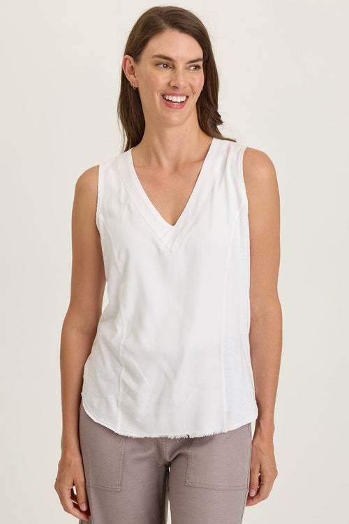 Nila Twill/Jersey V-Neck Tank