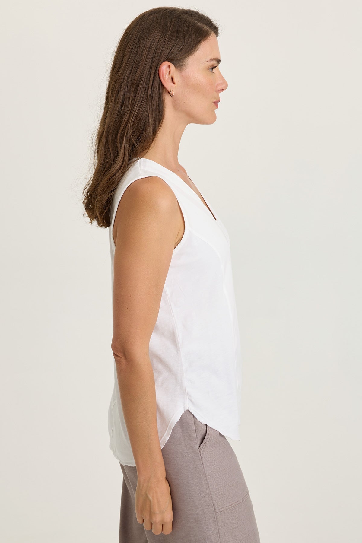 Nila Twill/Jersey V-Neck Tank