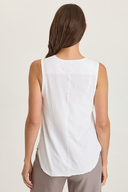 Nila Twill/Jersey V-Neck Tank