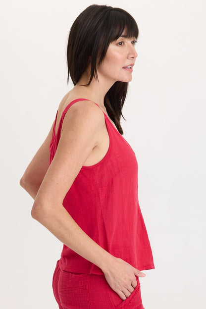 Hedley Gauze/Jersey Box Pleat Tank