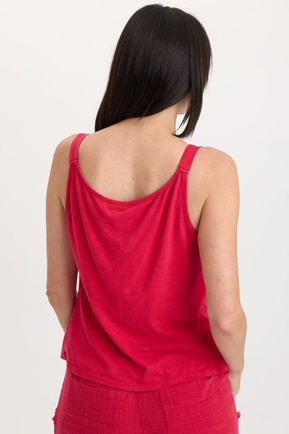Hedley Gauze/Jersey Box Pleat Tank