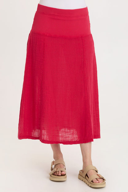 Tani Gauze Slim-to-Flare Skirt