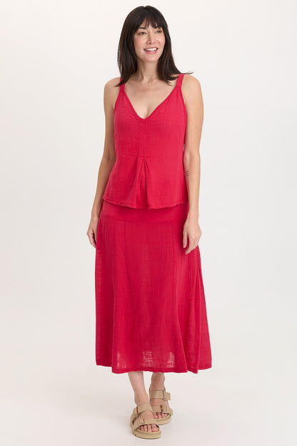 Tani Gauze Slim-to-Flare Skirt