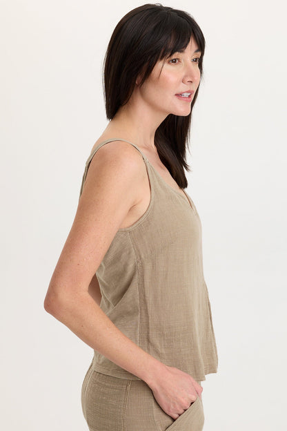 Hedley Gauze/Jersey Box Pleat Tank