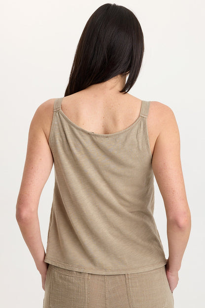 Hedley Gauze/Jersey Box Pleat Tank