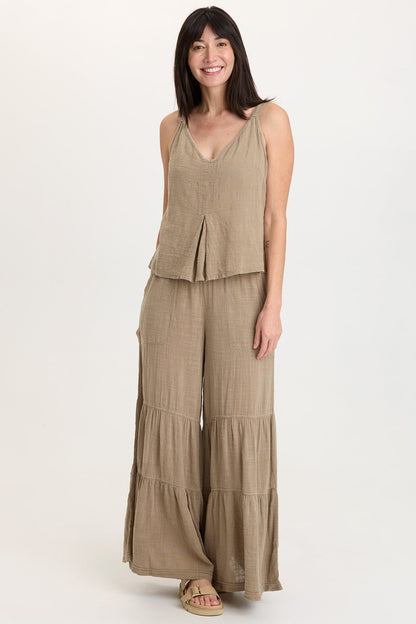 Hedley Gauze/Jersey Box Pleat Tank