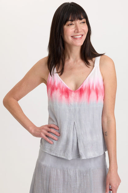 Hedley Gauze/Jersey Box Pleat Tank