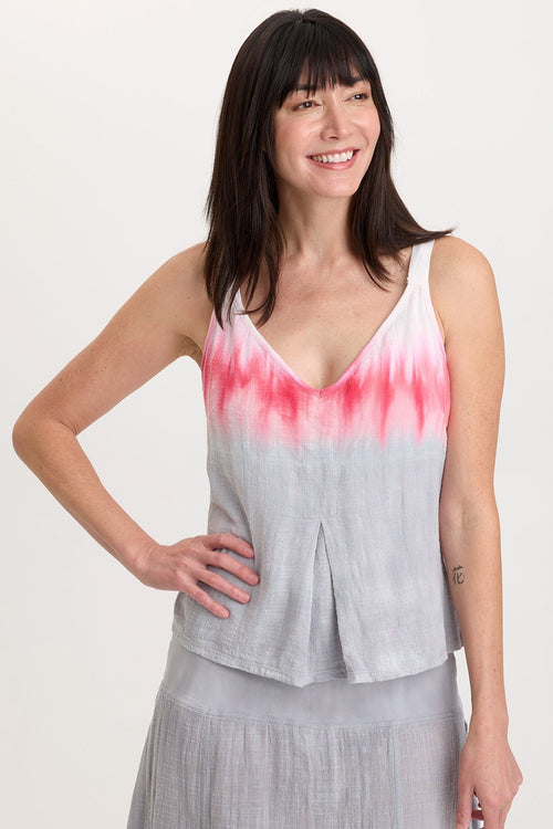 Hedley Gauze/Jersey Box Pleat Tank