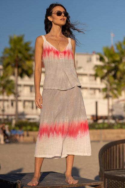 Tani Gauze Slim-to-Flare Skirt