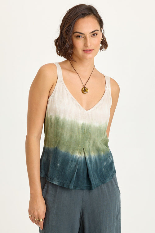 Hedley Gauze/Jersey Box Pleat Tank