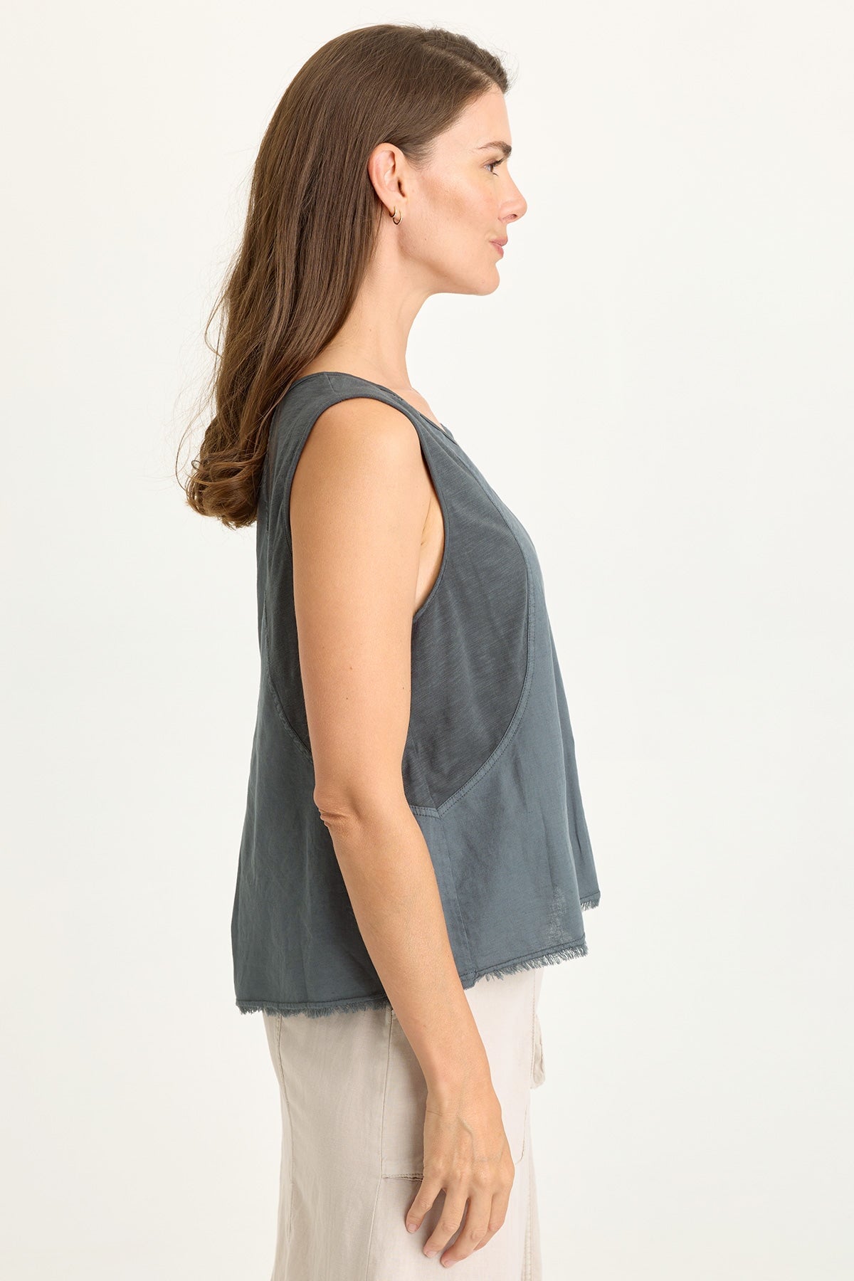 Mazie Linen/Jersey V-Neck Tank