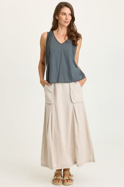 Emerie Linen Inverted Box Pleat Skirt