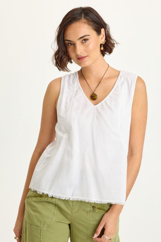 Mazie Linen/Jersey V-Neck Tank
