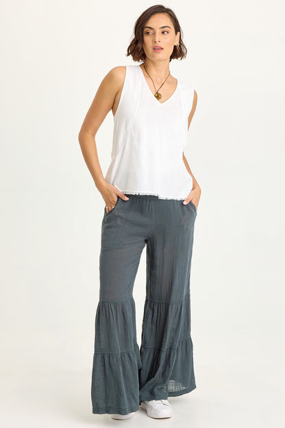 Mazie Linen/Jersey V-Neck Tank