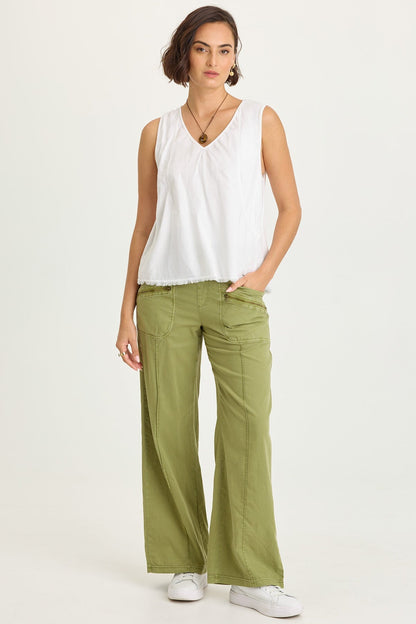 Mazie Linen/Jersey V-Neck Tank