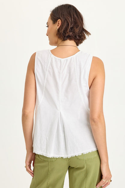 Mazie Linen/Jersey V-Neck Tank