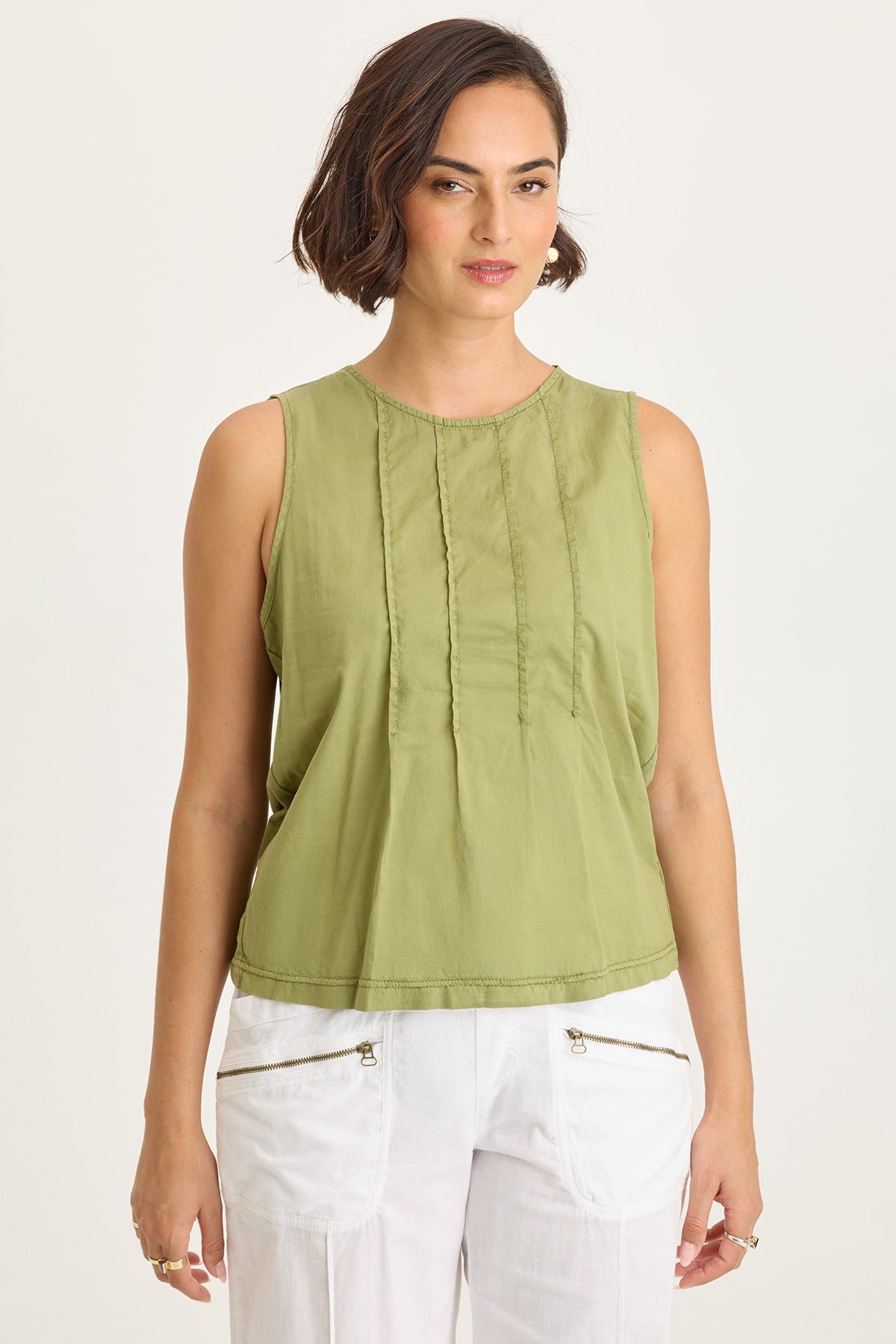 Jerilene Voile Pintuck Tank