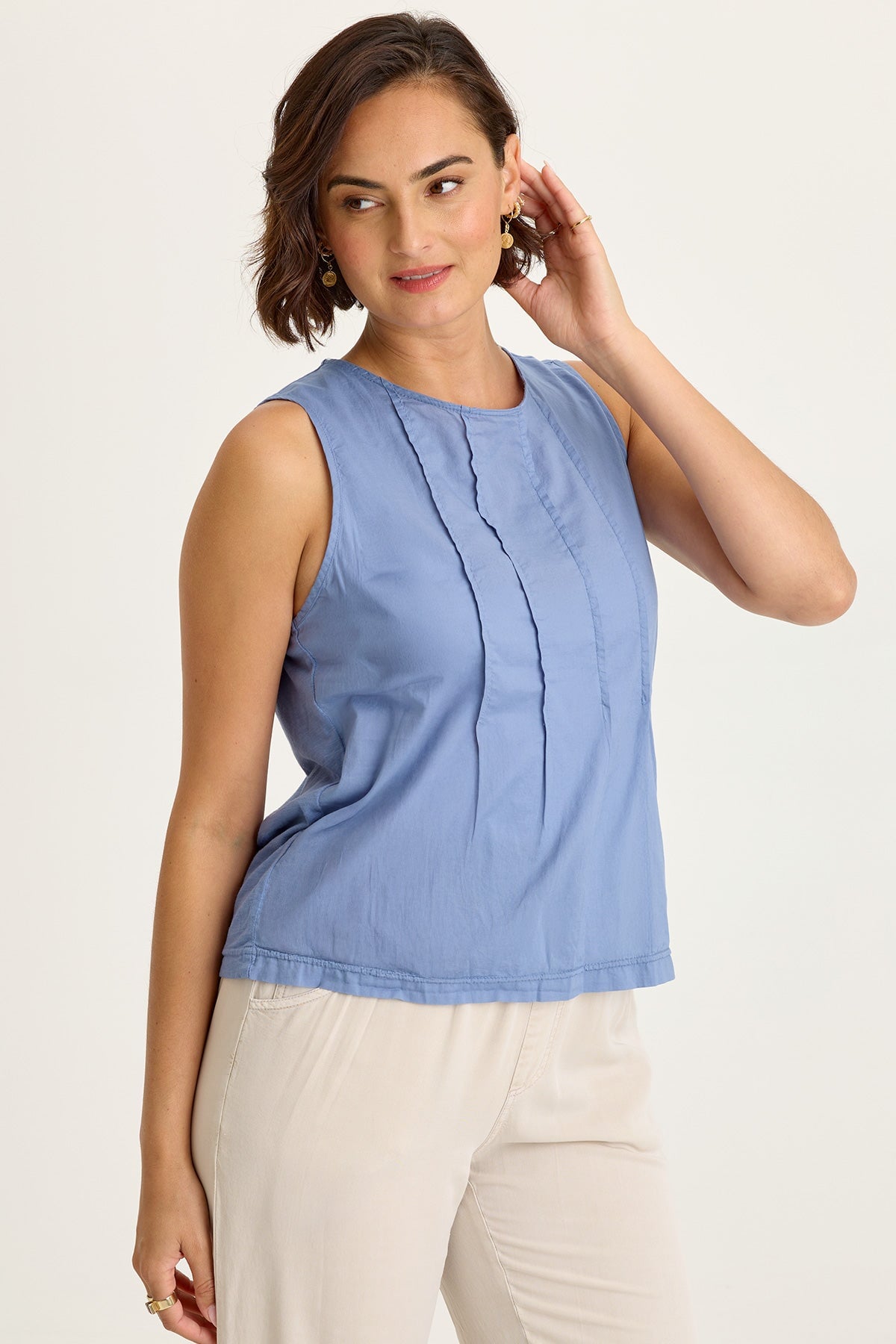 Jerilene Voile Pintuck Tank