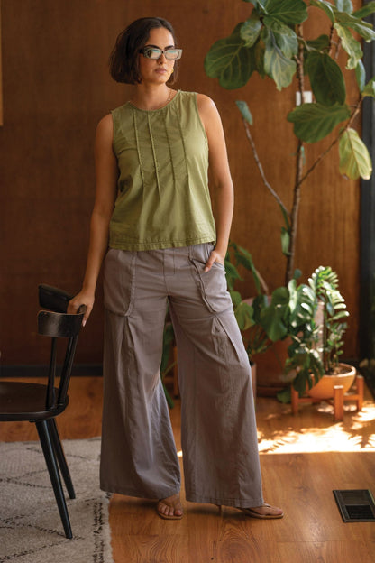 Jerilene Voile Pintuck Tank