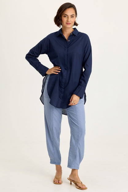 Ellard Voile High-Low Button-Up Blouse