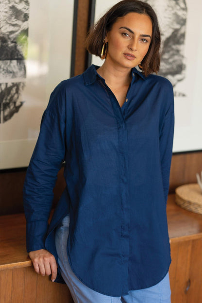 Ellard Voile High-Low Button-Up Blouse