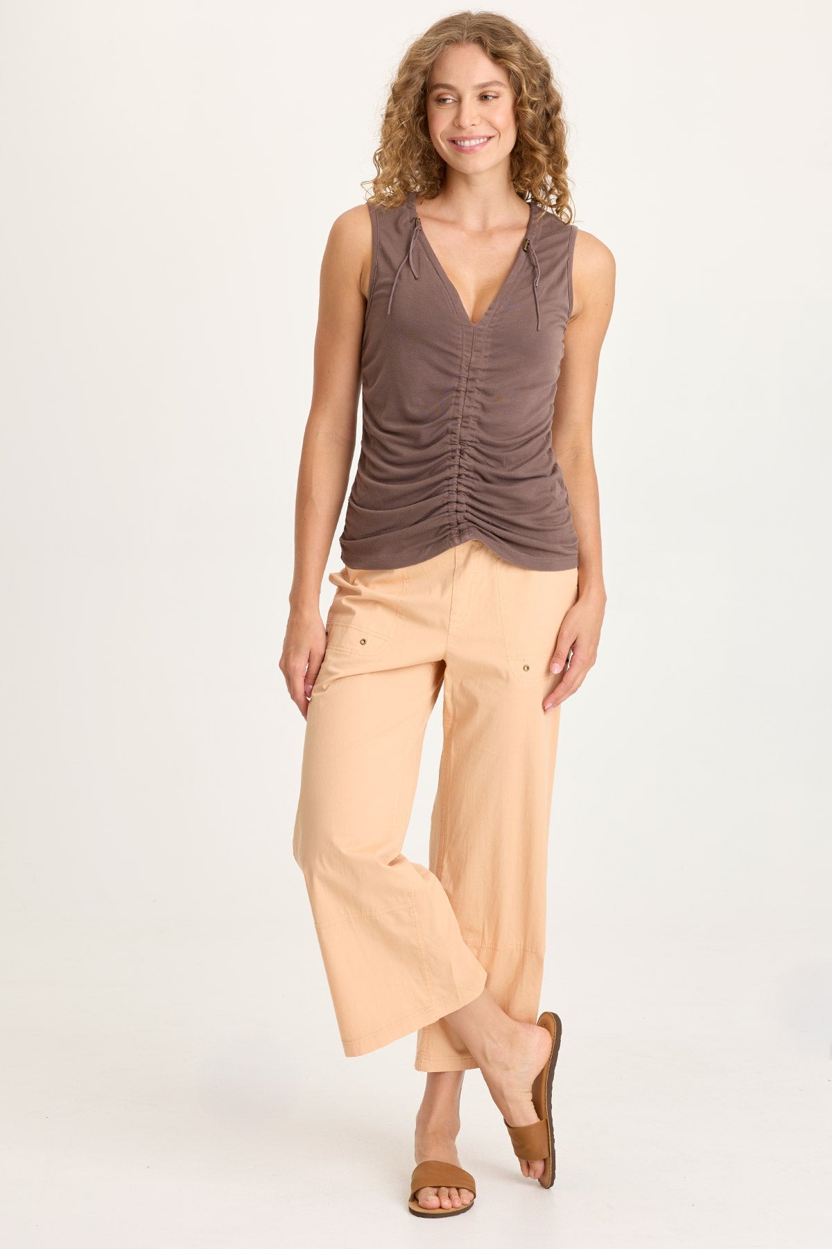 Artus Poplin Smocked Waist Crop
