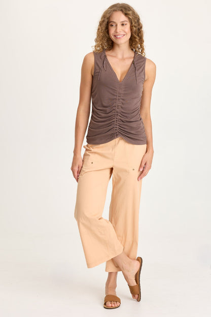Artus Poplin Smocked Waist Crop