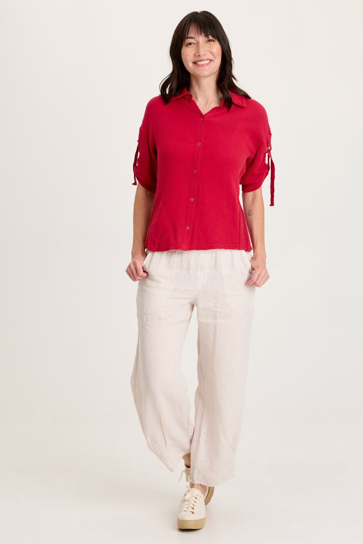 Vasco Linen Barrel Leg Crop
