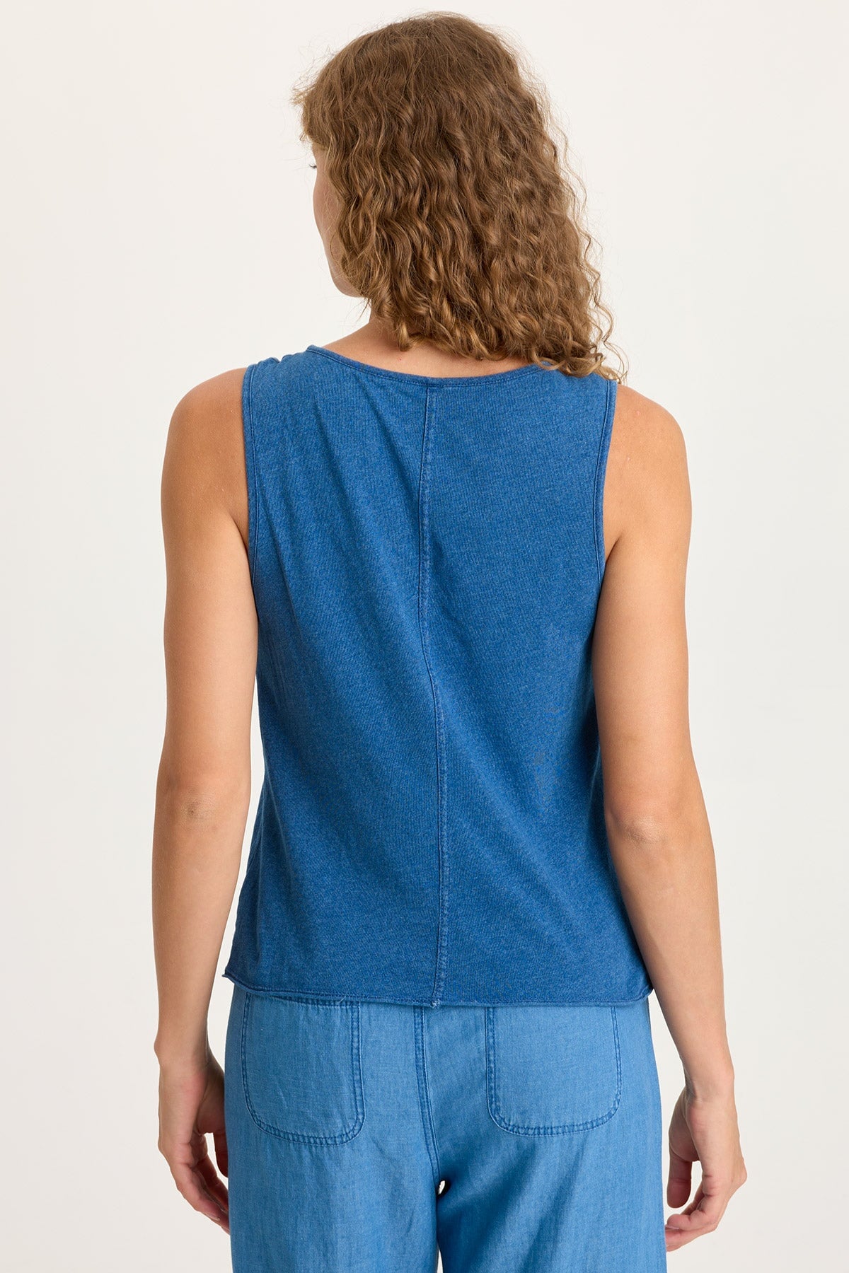 Cobie Printed Indigo Corded Tank