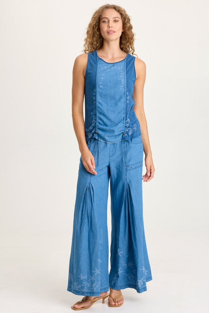 Cobie Printed Indigo Corded Tank