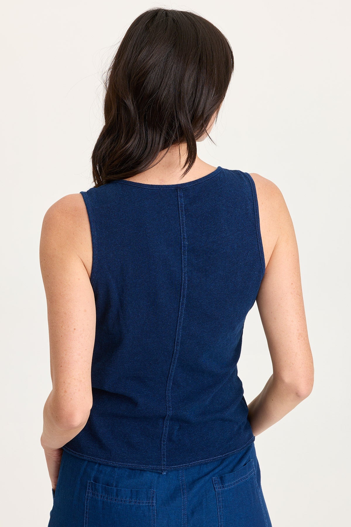 Cobie Printed Indigo Corded Tank