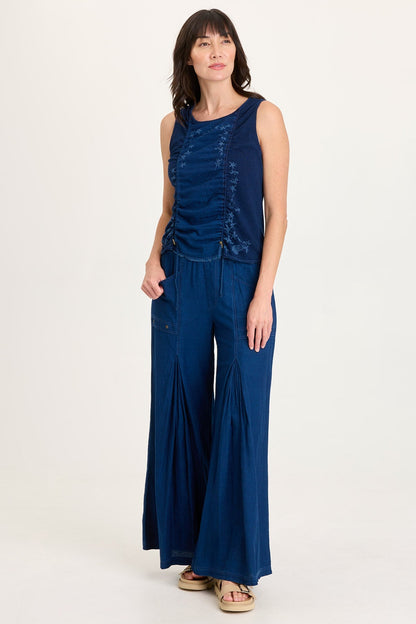 Cobie Printed Indigo Corded Tank