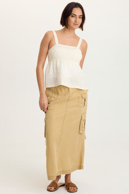Katina Linen Smocked Tank