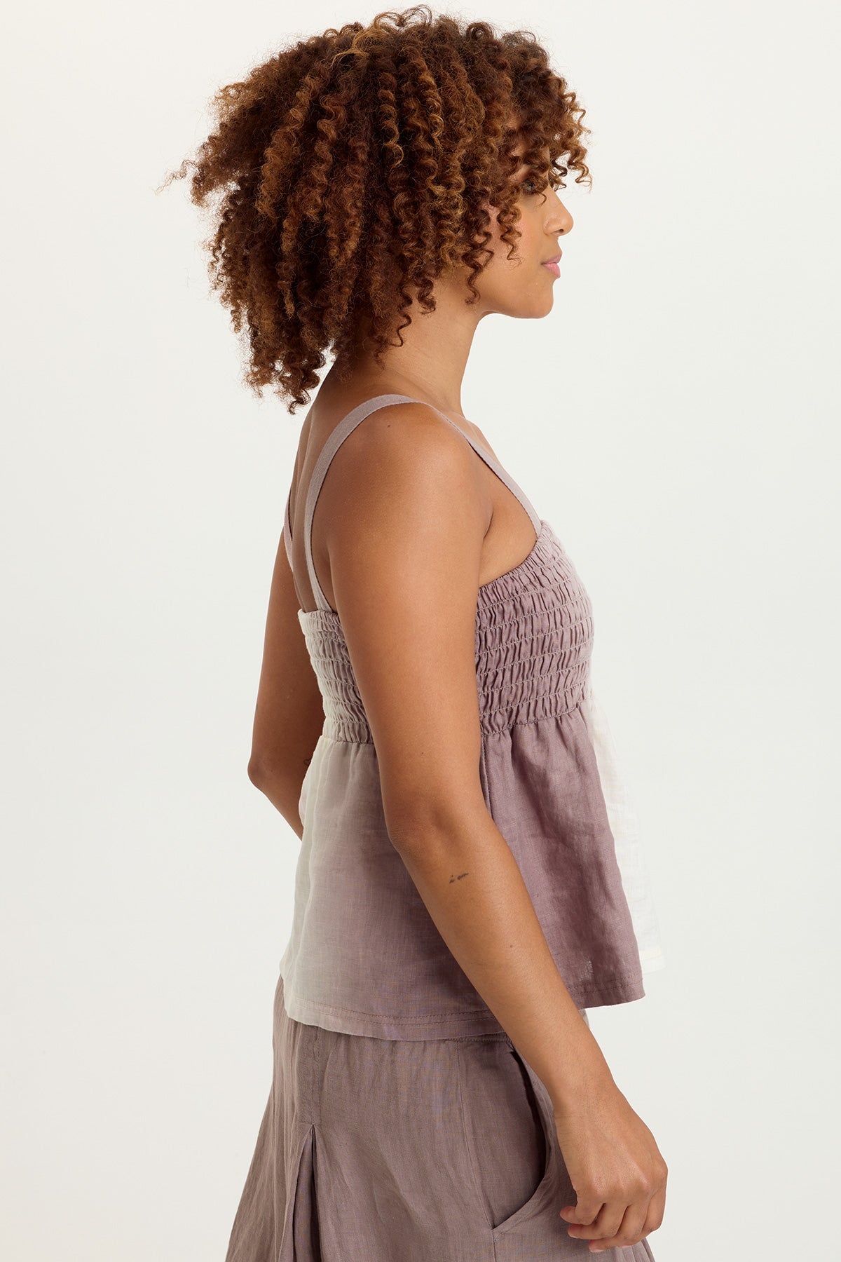 Katina Linen Smocked Tank