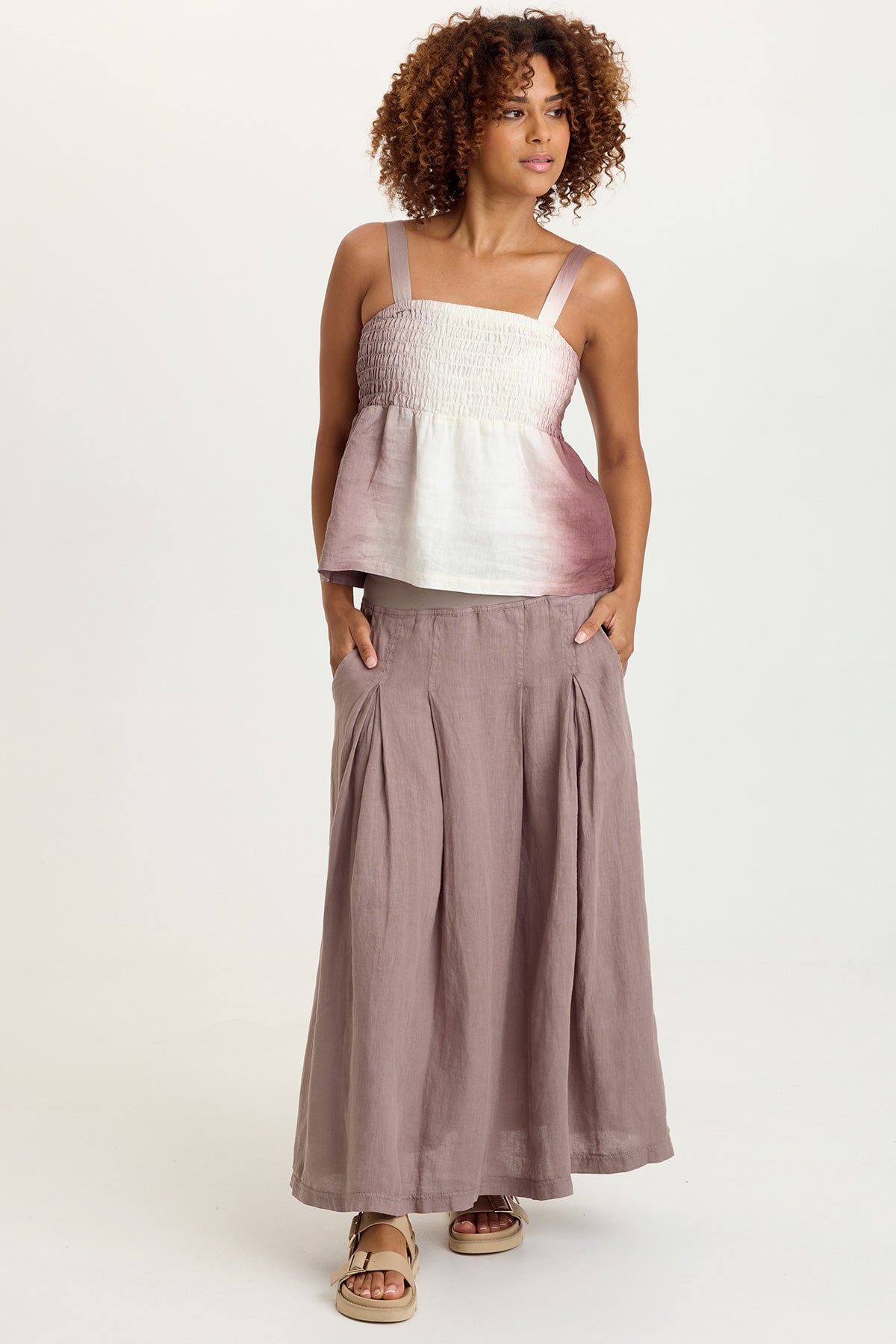 Katina Linen Smocked Tank