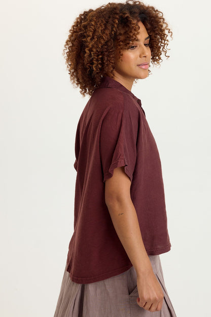Quilla Linen Collared Top