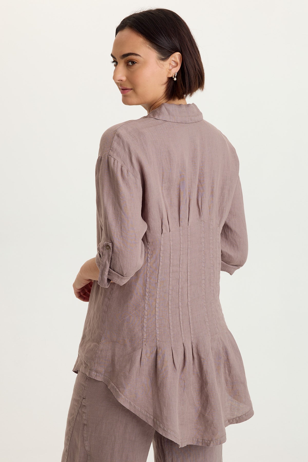 Moira Linen Hi-Lo Button-Up Top