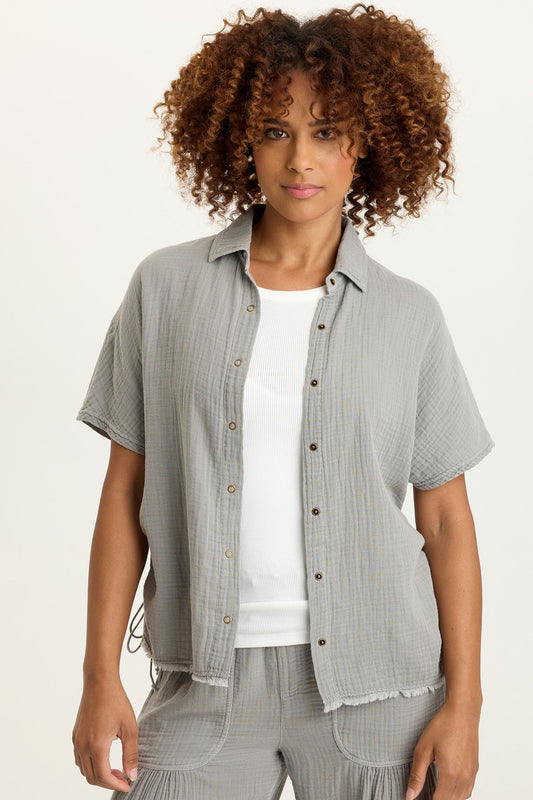 Creston Gauze Snap-Up Top