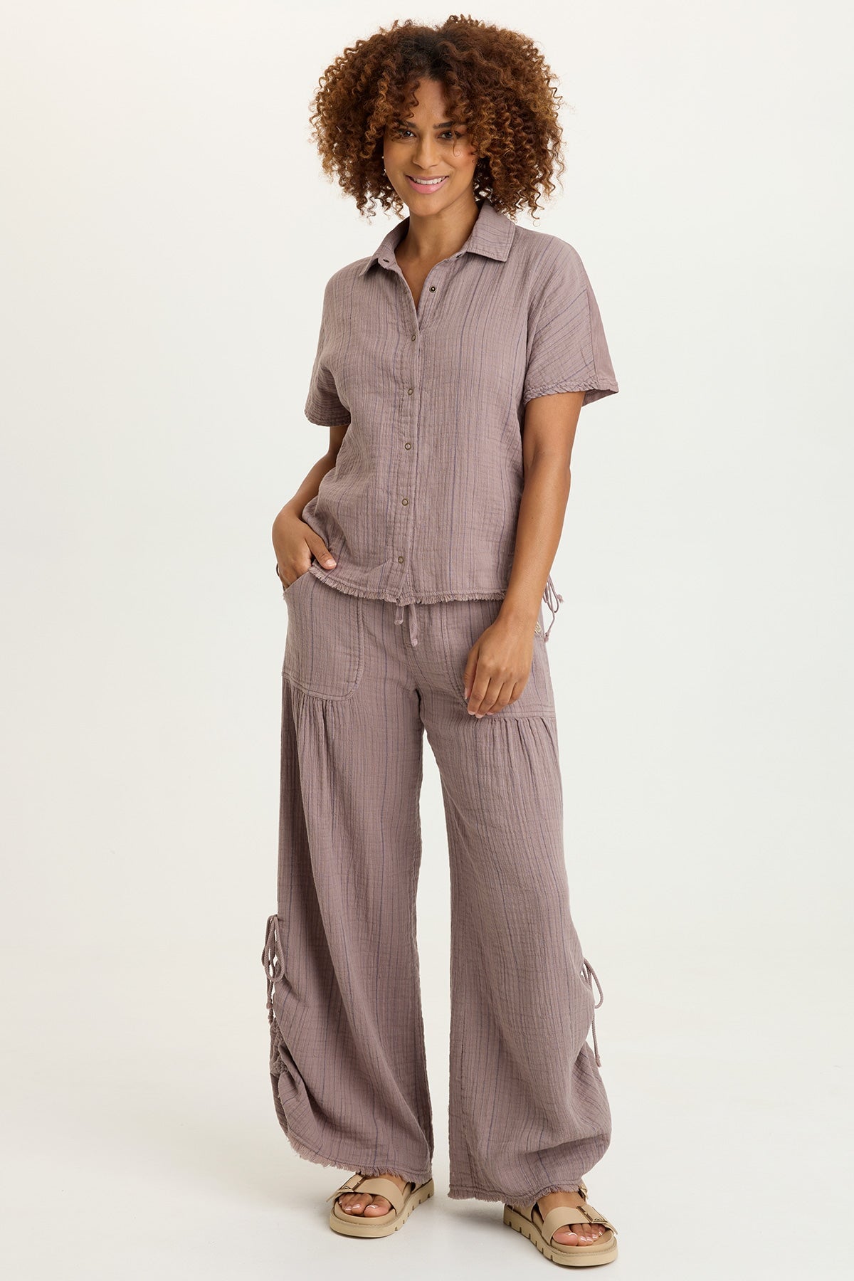 Creston Striped Gauze Top