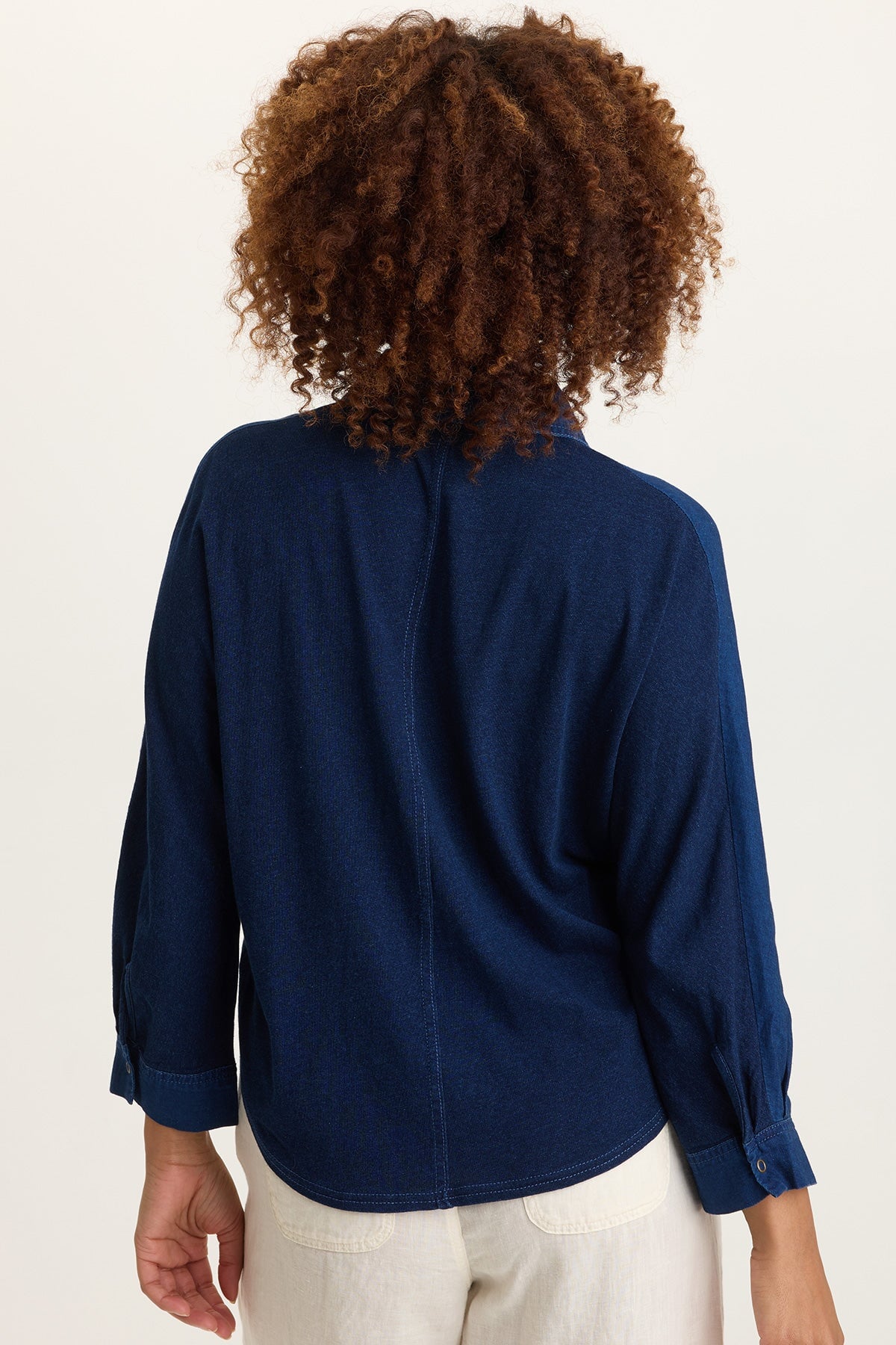 Abena Indigo Twill Snap-Up Top