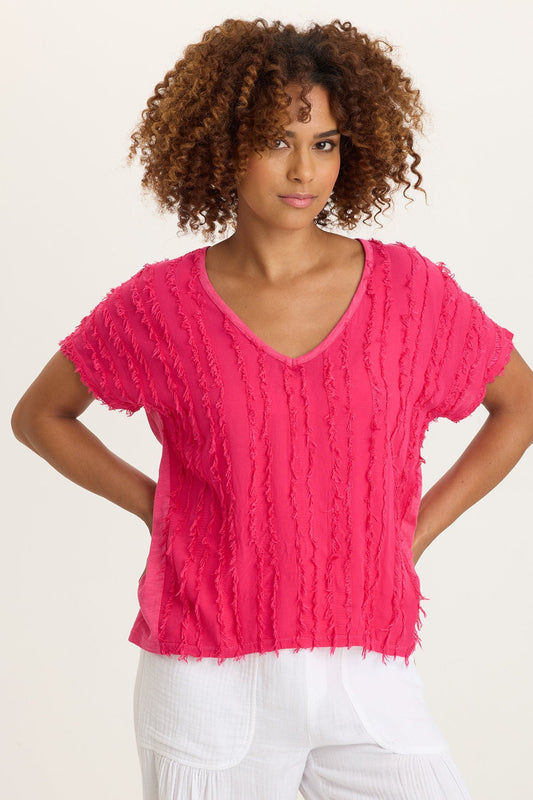 Zeph Stripe Voile Dolman Top