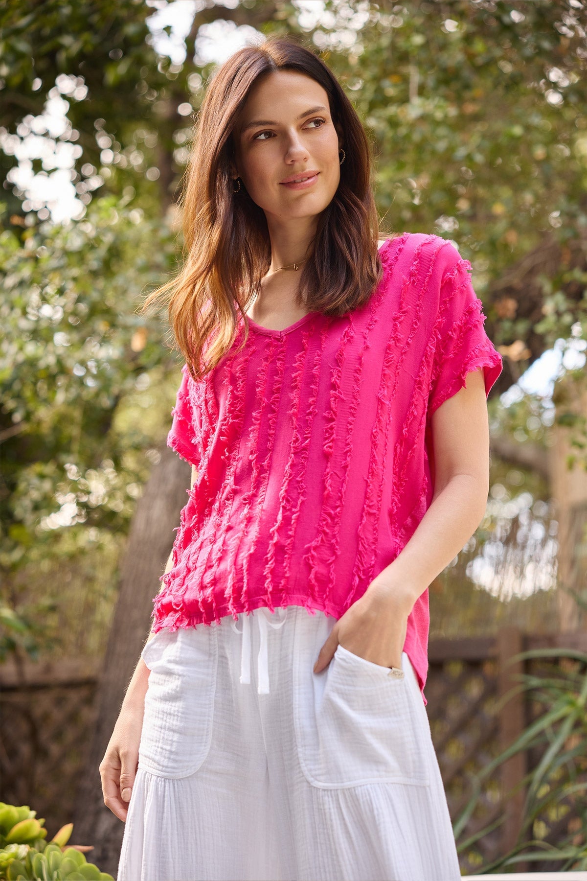 Zeph Stripe Voile Dolman Top