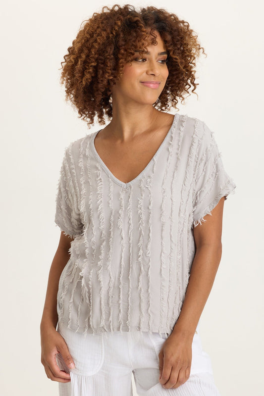 Zeph Stripe Voile Dolman Top