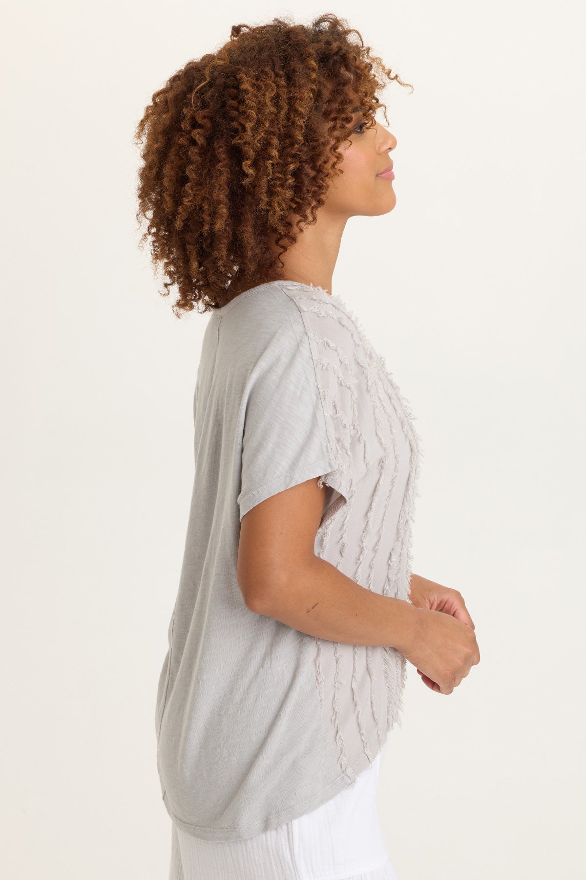 Zeph Stripe Voile Dolman Top