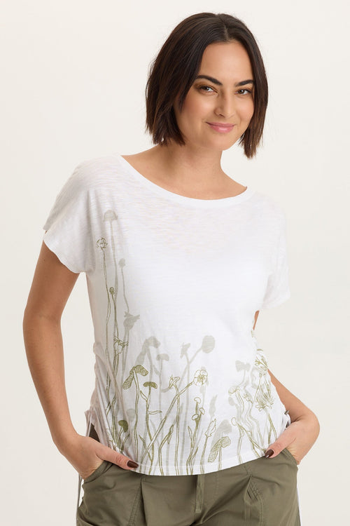 Printed Cohn Jersey Boatneck Tee